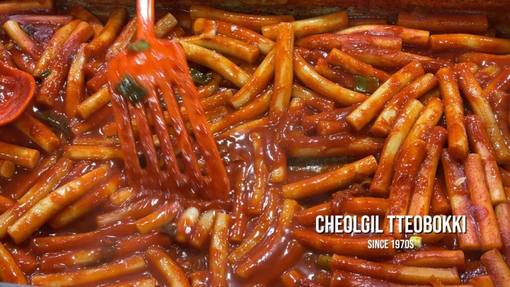 Traditional Korean spicy rice cakes Tteokbokki at Cheolgil
