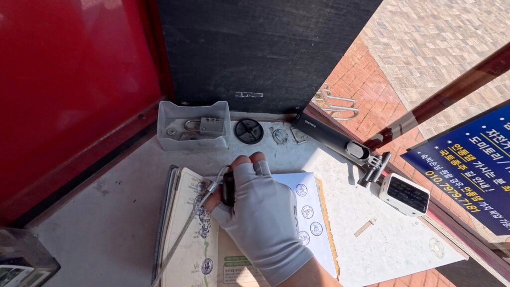 Stamping the Korea Cycling Passport at Andong Dam Certification Center