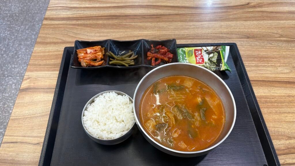 Hearty Gukbap traditional Korean soup at Goesan Rest Stop for cyclist recovery